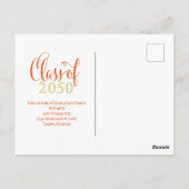 Carte Postale Graduation Moderne Minimaliste Script Orange (Dos)