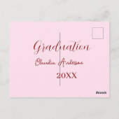 Carte Postale Graduation name class of 20XX mauve calligraphy co (Dos)