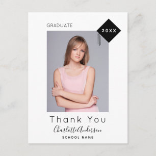 Carte Postale Graduation noir blanc photo moderne merci