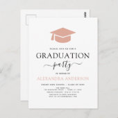 Carte Postale Graduation Party 2022 rose Elégant noir noir blanc (Devant / Derrière)