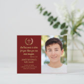 Carte Postale Graduation Party Bible Verse Photo Maroon Gold (Debout devant)