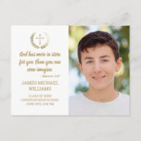 Graduation Party Bible Verse Photo White Gold