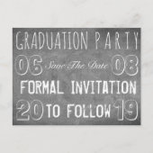 Carte Postale Graduation Party Enregistrer La Date Chalkboard Lo (Devant)