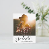 Carte Postale Graduation Party Modern Script Enregistrer La Date (Debout devant)