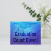 Carte Postale Graduation Party Moderne Enregistrer La Date Bleu (Debout devant)