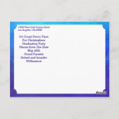 Carte Postale Graduation Party Moderne Enregistrer La Date Bleu (Dos)