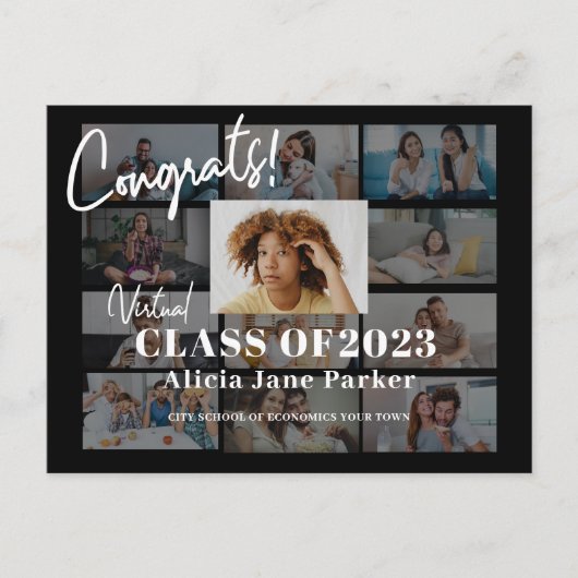 Carte Postale Graduation photo collage classe de 2022 invitation (Devant)