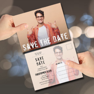 Carte Postale Graduation photo de script moderne Enregistrer la 