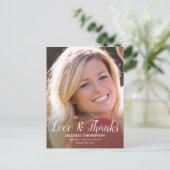 Carte Postale Graduation Photo Love & Merci Black Script (Debout devant)