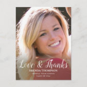 Carte Postale Graduation Photo Love & Merci Black Script (Devant)