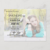 Carte Postale Graduation photo moderne Enregistrer la date (Dos)