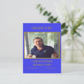 Carte Postale Graduation Photo moderne Gold Blue Party (Debout devant)