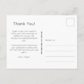 Carte Postale Graduation photo moderne Merci de script blanc (Dos)
