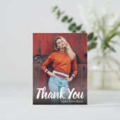 Carte Postale Graduation photo moderne Merci de script blanc (Debout devant)