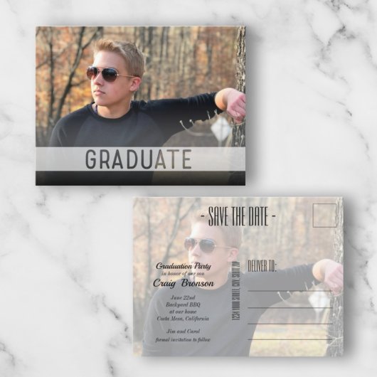 Carte Postale Graduation photo recouvert blanc Enregistrer la da