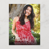Carte Postale Graduation Photo Script moderne Coeurs Merci (Devant)