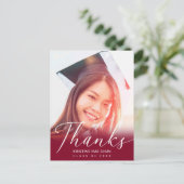 Carte Postale Graduation Photo Script moderne Merci rouge (Debout devant)