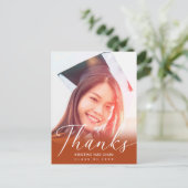 Carte Postale Graduation Photo : Script Orange Thank You (Debout devant)