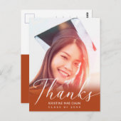 Carte Postale Graduation Photo : Script Orange Thank You (Devant / Derrière)