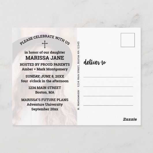 Carte Postale Graduation Rustique String Lights Photo Bible Vers (Dos)