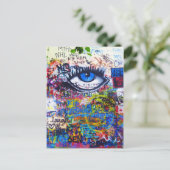 Carte Postale Graffiti bleu oeil diabolique (Debout devant)