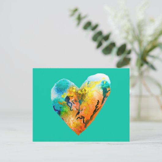 Carte Postale Graffiti coeur aquarelle art (Debout devant)