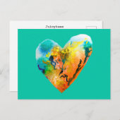 Carte Postale Graffiti coeur aquarelle art (Devant / Derrière)