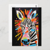 Carte Postale Graffiti coloré Zebra (Devant / Derrière)