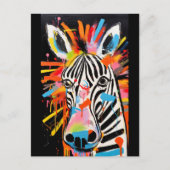 Carte Postale Graffiti coloré Zebra (Devant)