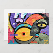 Carte Postale Graffiti d'Amsterdam, coloré et cool, (Devant / Derrière)