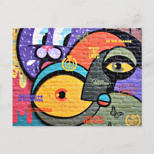 Carte Postale Graffiti d'Amsterdam, coloré et cool, (Devant)