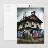 Carte Postale Graffiti de peinture en aérosol abandonné dans la (Devant / Derrière)