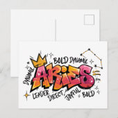 Carte Postale Graffiti du zodiaque Bélier (Devant / Derrière)