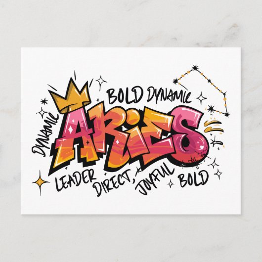 Carte Postale Graffiti du zodiaque Bélier (Devant)