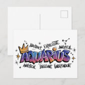 Carte Postale Graffiti du zodiaque Verseau  (Devant / Derrière)