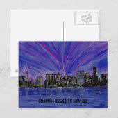 Carte postale - Graffiti Dusk NYC Skyline (Devant / Derrière)