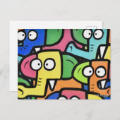 Carte postale GRAFFITI ELEPHANTS (Devant / Derrière)