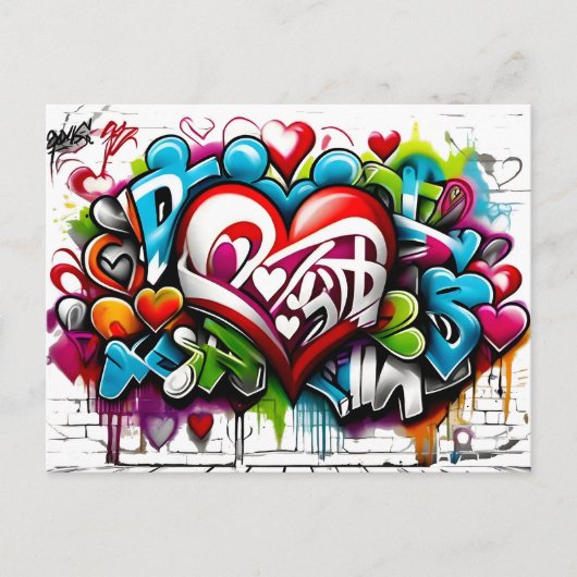 Carte Postale Graffiti Hearts # 1 (Devant)