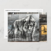 Carte Postale Graffiti Lion, Shoreditch Londres (Devant / Derrière)