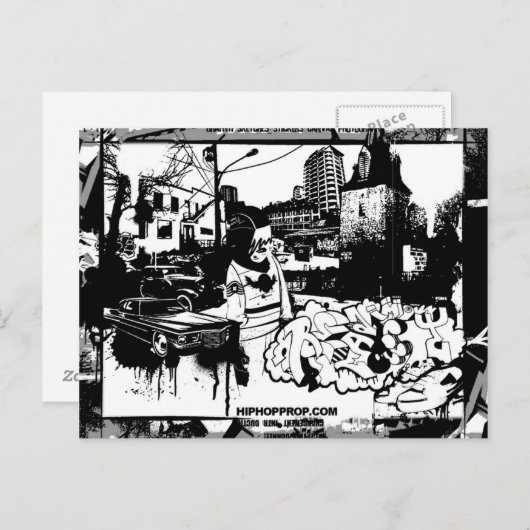 Carte postale Graffiti noir et blanc (Devant / Derrière)