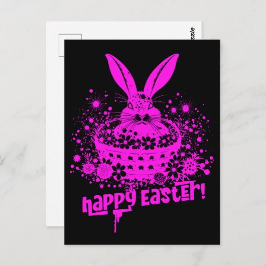 Carte Postale Graffiti rose Bunny de Pâques (Devant / Derrière)