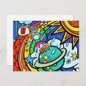 Carte Postale Graffiti Street Art Rainbow Météo Funky Cartoon (Devant / Derrière)