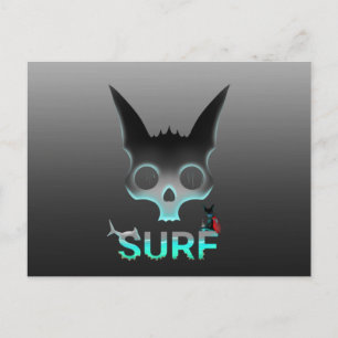 Carte Postale Graffiti Surf crâne chat