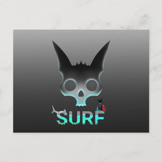 Carte Postale Graffiti Surf crâne chat (Devant)