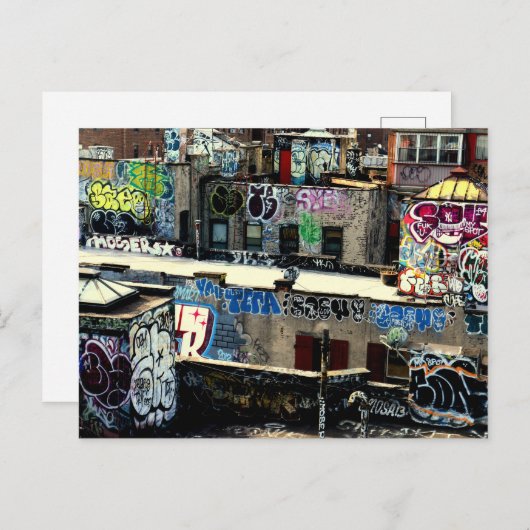 Carte Postale Grafitti sur le toit à New York (Devant / Derrière)