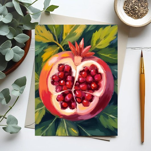 Carte Postale Graines de Grenade | Peinture de Fruit