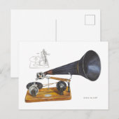 Carte Postale Gramophone antique (Devant / Derrière)