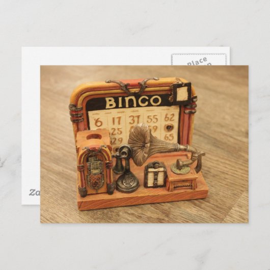 Carte Postale gramophone miniature de collection (Devant / Derrière)