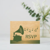 Carte postale Gramophone Vintage vert RSVP (Debout devant)