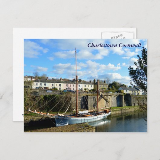 Carte Postale Grand Bateau Charlestown Cornwall Poldark Emplacem (Devant / Derrière)